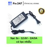  Sạc Pin 3S 12.6V-2A 3A Cho khối pin 3s 12.6v. quạt tích điện. Máy Khoan Pin ....có đèn báo đầy, có lọc nhiễu 