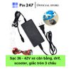  Bộ sạc 42v-2A, sạc xe điện cân bằng 2 bánh 36v, Xe drift, Xe điện mini E-Scooter giắc tròn 3 chấu, đèn báo đầy. Pin 247 