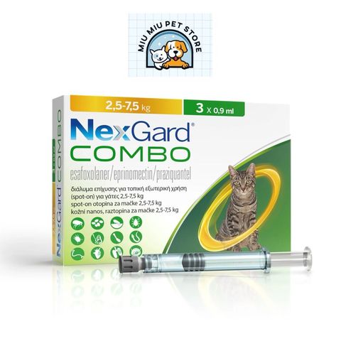  NexGard Combo (1 ống) Nhỏ gáy phòng và trị nội ngoại ký sinh trùng trên Mèo 