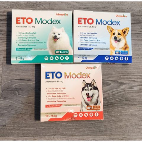  Viên Nhai ETO MODEX (hộp 1 viên) Diệt Ve Rận, Bọ Chét, Ghẻ Demodex cho Chó 