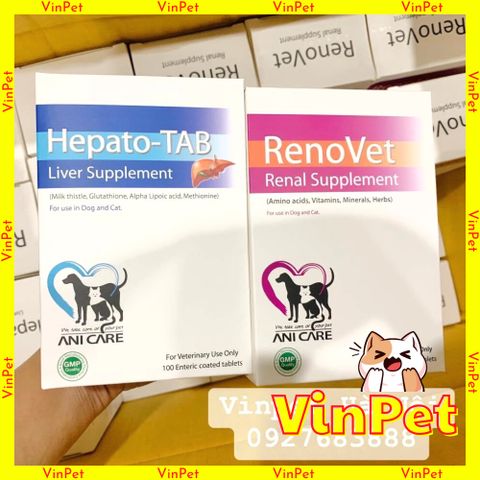  (1vỉ) Hepato Tab và RenoVet giải độc gan,thận cho Chó Mèo 