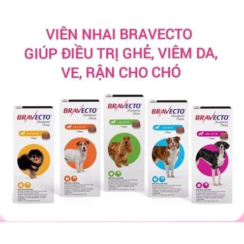  [Chính hãng VN] BRAVECTO cho cún bị Ve Rận Bọ Chét Ghẻ Demodex 