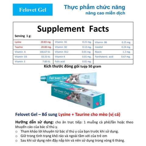  Gel dinh dưỡng FeloVet Gel 50g dành riêng cho mèo 