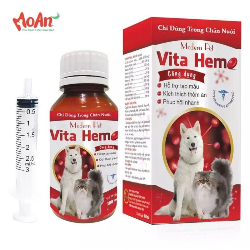  VITA HEMO - Bổ Máu, Tạo Máu, Tăng Thèm Ăn Cho Chó Mèo 