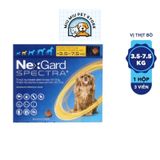  NexGard SPECTRA ( Hộp 3 viên)- Viên nhai phòng & trị nội, ngoại ký sinh (ve, rận, bọ chét, ghẻ Demodex, giun sán)cho Chó 