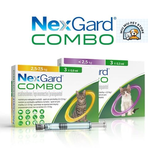  NexGard Combo (1 ống) Nhỏ gáy phòng và trị nội ngoại ký sinh trùng trên Mèo 