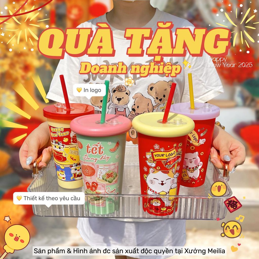  Ly In 3D Nổi Hoạ Tiết Tết 2025 ( BST 01) 