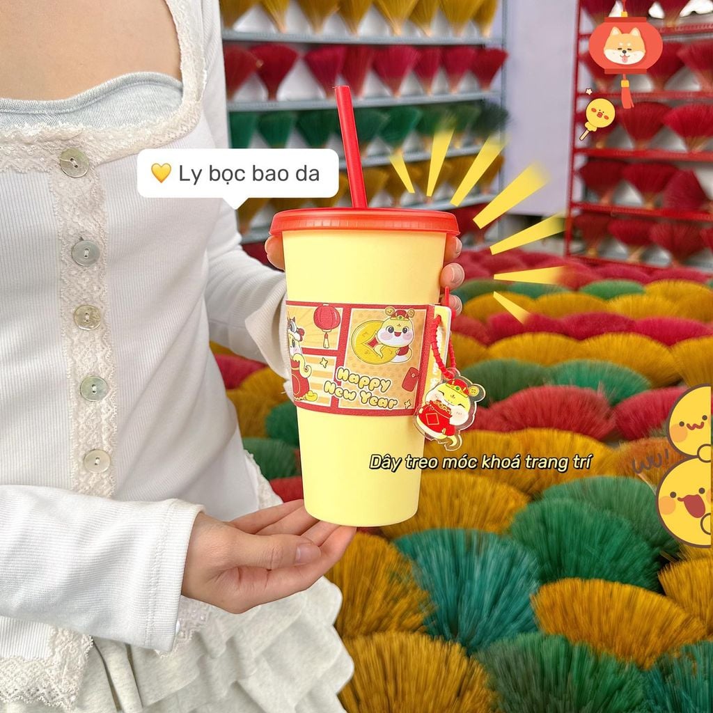  Ly Bọc Bao Da Hoạ Tiết Tết 