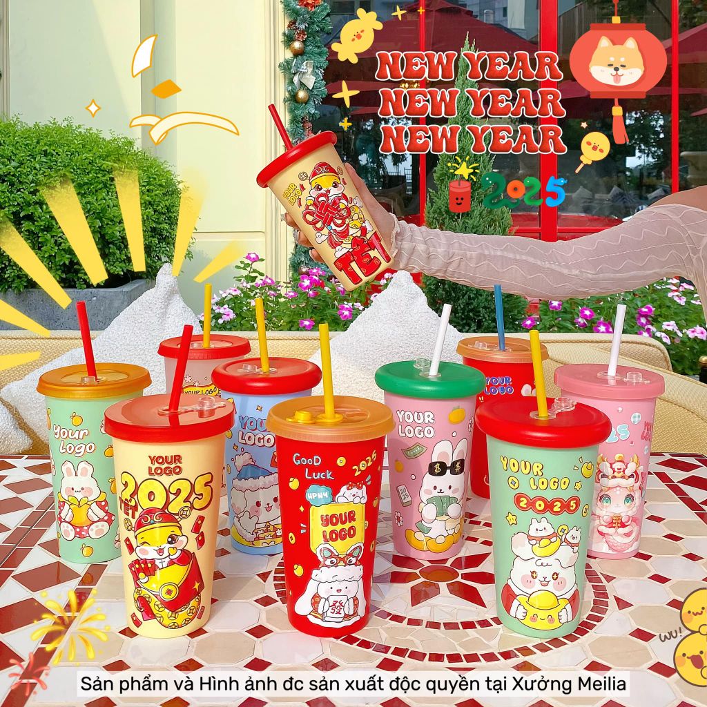  Ly In 3D Nổi Hoạ Tiết Tết 2025 ( BST 01 ) 