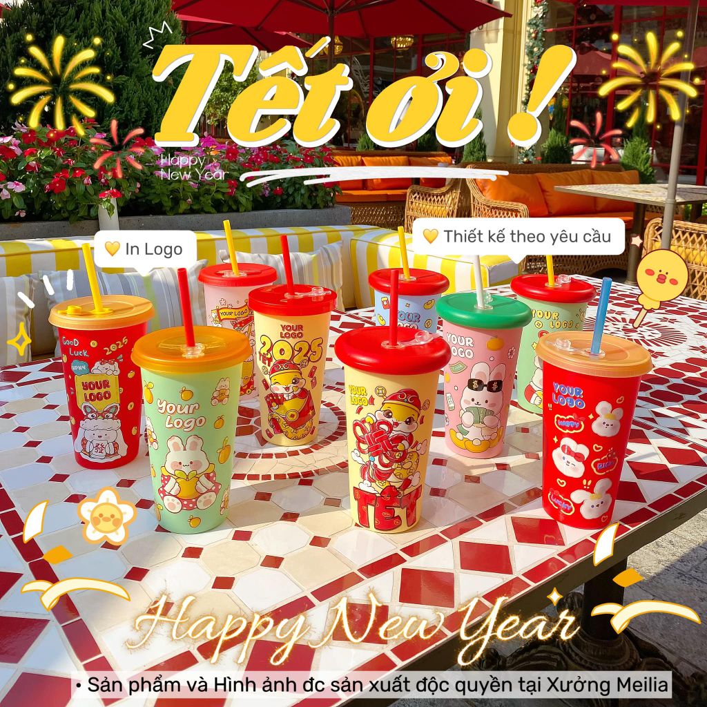  Ly In 3D Nổi Hoạ Tiết Tết 2025 ( BST 01 ) 