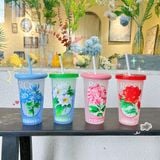  Ly Sỉ Sẵn IN 3D Nổi Đổi Màu Hoạ Tiết Ly Hoa 