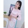  Áo Dài gấm hồng dâu nơ 