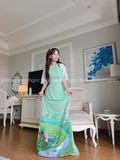  Áo Dài Chân tranh xanh non cô gái 