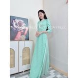  Áo dài Nhí Xanh Ngọc Cổ Nơ trắng dễ thương 