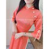  Áo Dài gấm cam tay nơ loe 
