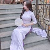  Áo dài Gấm Tím 2 Da Thanh Lịch 
