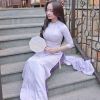  Áo dài Gấm Tím 2 Da Thanh Lịch 
