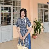  Áo dài Nhí Xanh Đen Yếm Nơ Dây 