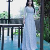  Áo dài Nhí Xanh Tím phối tay Galaxy 