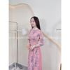  Áo Dài nhí hồng cổ trắng 