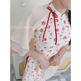  Áo dài Nhí Kem Vani Tay Loe 2 Lớp, Đính Nơ xinh xắn 