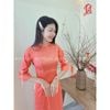  Áo Dài gấm cam tay nơ loe 