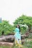  Áo Dài chân tranh xanh ngọc cô gái 