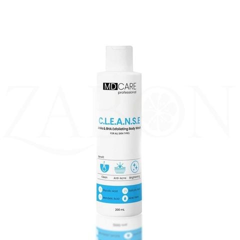 Sữa tắm giảm mụn & Tẩy tế bào chết MD care AHAs & BHA Exfoliating Body Wash 200ml