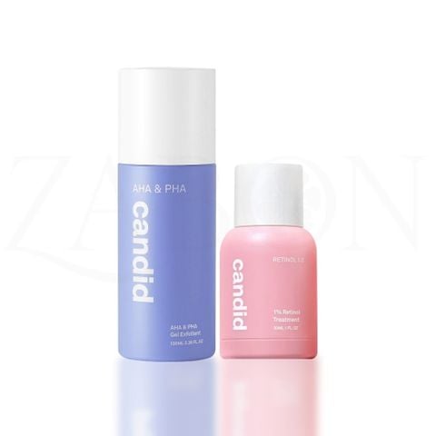 Bộ đôi hỗ trợ cải thiện da toàn diện Candid Retinol 0.5% 30ml & Hoạt chất AHA 100ml