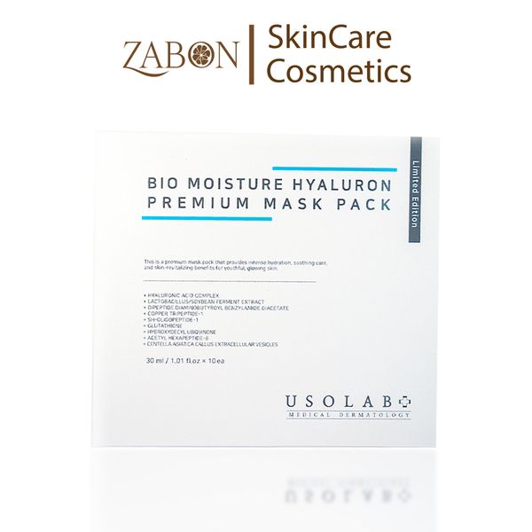 Mặt nạ cấp nước Usolab Bio Moisture Hyaluron Premium Mask Pack, làm dịu da, giúp da tươi sáng, căng bóng