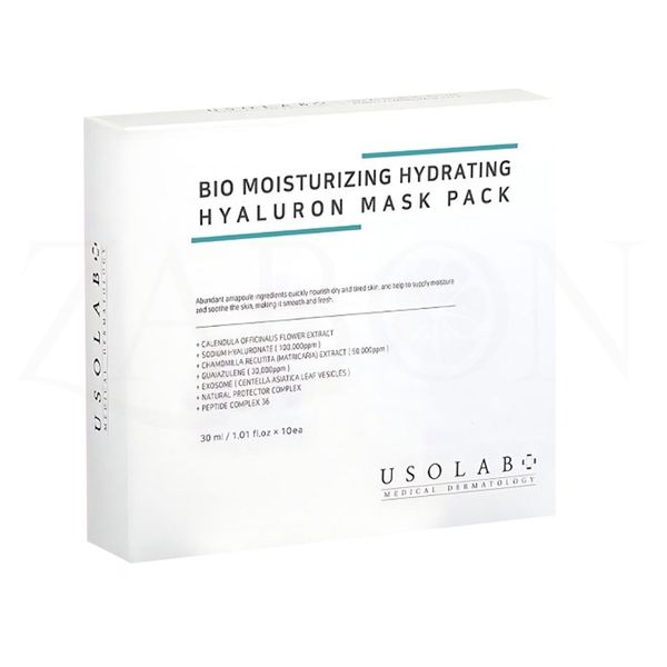 Mặt nạ HYALURONIC cấp nước USOLAB BIO MOISTURIZING HYDRATING HYALURON MASK PACK 1 Hộp
