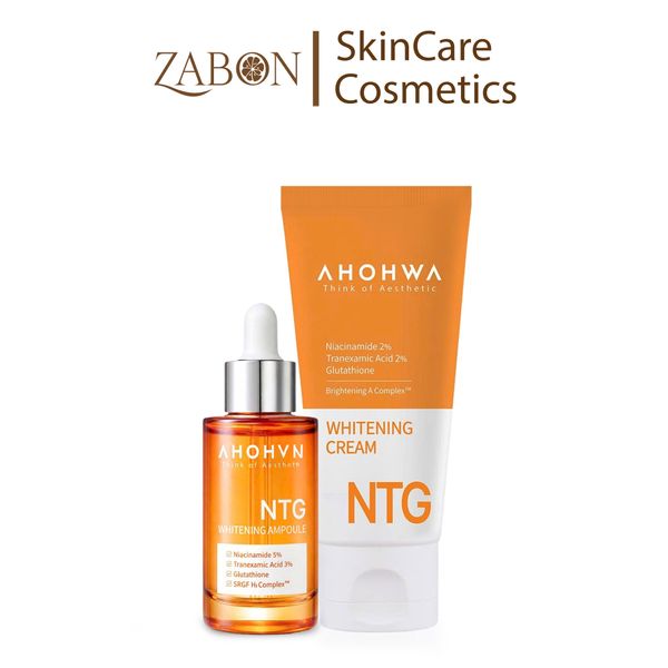 Combo Ahohwa NTG Whitening Ampoule 50ml và Ahohwa Whitening Cream NTG 30ml giảm sạm nám, dưỡng sáng da