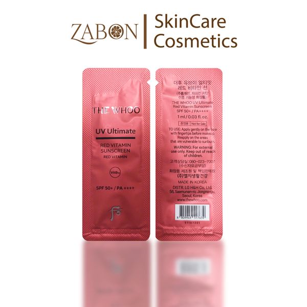 Combo 20 Sample Tinh chất chống nắng, chống lão hóa, làm dịu da The Whoo UV Red Vitamin Sunscreen 1ml