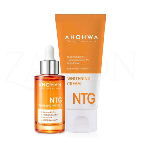 Combo Ahohwa NTG Whitening Ampoule 50ml và Ahohwa Whitening Cream NTG 30ml giảm sạm nám, dưỡng sáng da