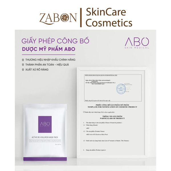 Mặt nạ cấp ẩm ABO - Giúp dưỡng ẩm, trắng da, căng bóng da và chống lão hóa 1 miếng x 25ml