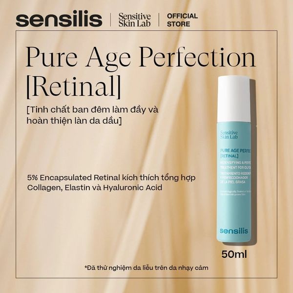 Tinh chất ban đêm Sensilis Pure Age Perfection [Retinal] cải thiện lão hóa và khuyết điểm 50ml
