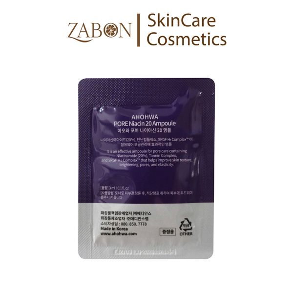 Sample Tinh chất Ahohwa Pore Niacin 20 Ampoule làm sáng, thu nhỏ lỗ chân lông 3ml