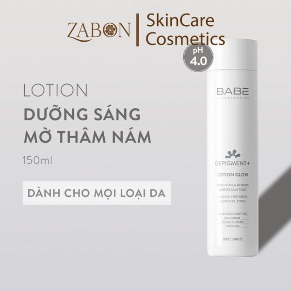 Bộ Đôi Lotion Và Tinh Chất Dưỡng Sáng Mờ Thâm Nám BABE DEPIGMENT+ Lotion Glow 150ml & Intensive Serum 30ml