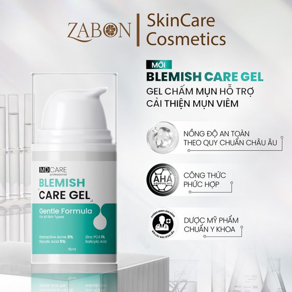 Gel Chấm Mụn MD CARE Blemish Care Gel Hỗ Trợ Làm Dịu Và Cải Thiện Mụn Viêm 15ml
