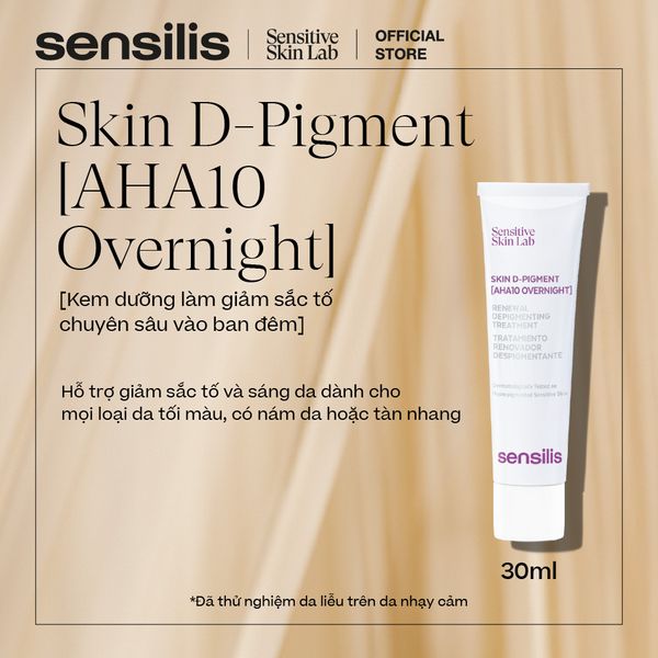 Kem dưỡng ban đêm Sensilis Skin D-Pigment [AHA10 Overnight] giảm sắc tố làm sáng đều da 30ml