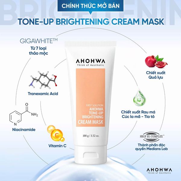 Mặt Nạ Ủ Sáng da AHOHWA Tone-Up Brightening Cream Mask 100g