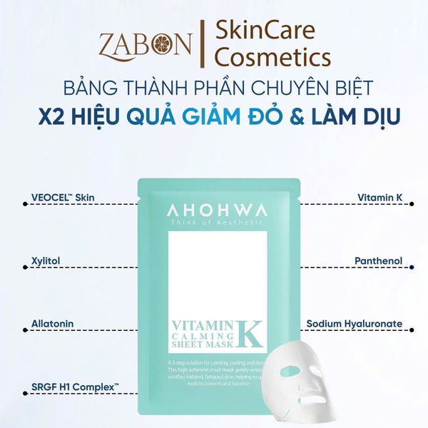 Mặt Nạ AHOHWA Vitamin K Calming Mask Cấp Ẩm Phục Hồi 23ml