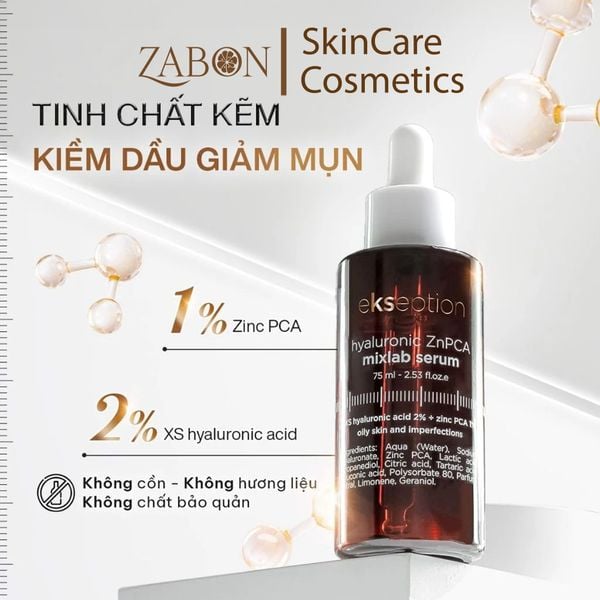 Bộ đôi Serum Ekseption Hyaluronic B5 mixlab & Ekseption Hyaluronic ZnPCA  dưỡng ẩm, giúp kiềm dầu, phục hồi da 75ml