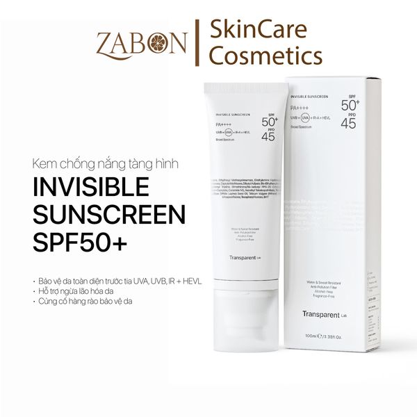 Kem chống nắng tàng hình Transparent Lab Invisible Sunscreen SPF 50+ 100ml