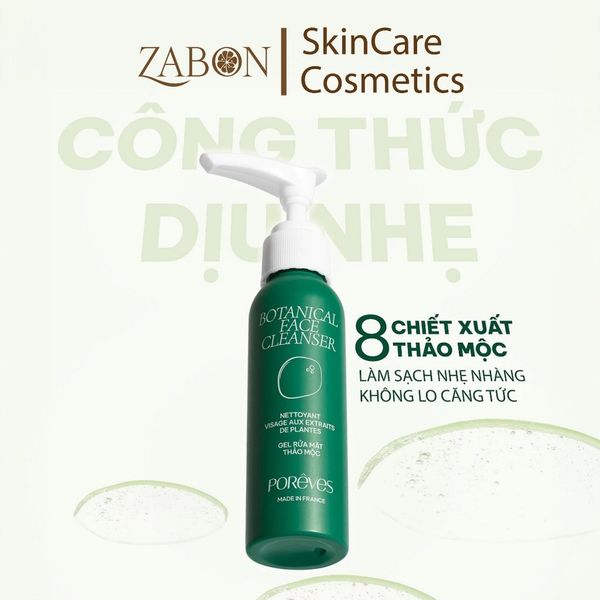 Gel rửa mặt PORÊVES chiết xuất 8 loại thảo mộc Botanical Face Cleanser dịu nhẹ với mọi loại da 50ml