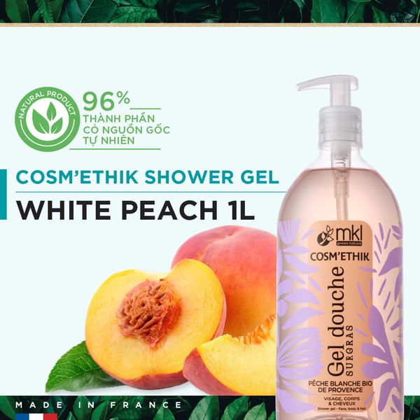Sữa tắm MKL Green Nature Cosm'Ethik Gel Douche Pêche Blanche Bio De Provence 1000ml