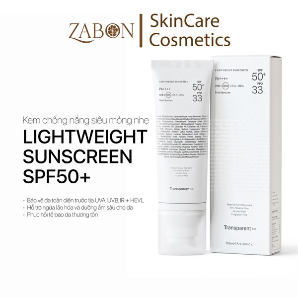 Kem chống nắng siêu mỏng nhẹ Transparent Lightweight Sunscreen SPF50+ 100ml