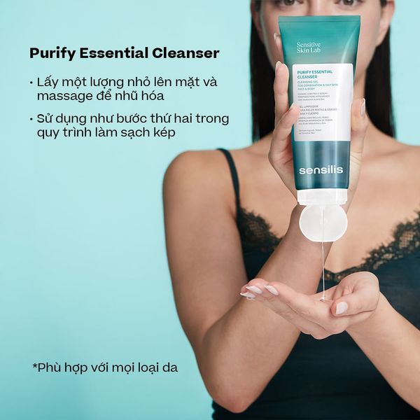 Gel rửa mặt Sensilis Purify Essential Cleanser kiểm soát nhờn cho da dầu mụn 200ml