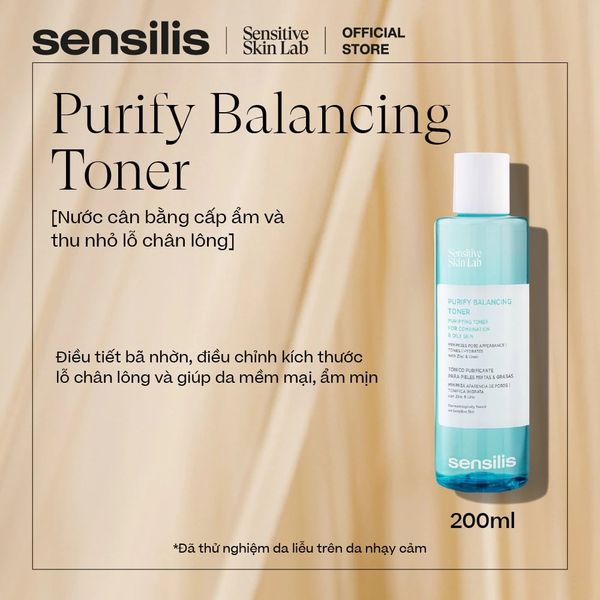 Nước cân bằng da Sensilis Purify Balancing Toner kiềm dầu làm sạch lỗ chân lông 200ml