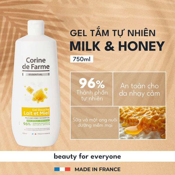 Gel tắm Corine de Farme Essential Milk And Honey Shower Gel 750ml